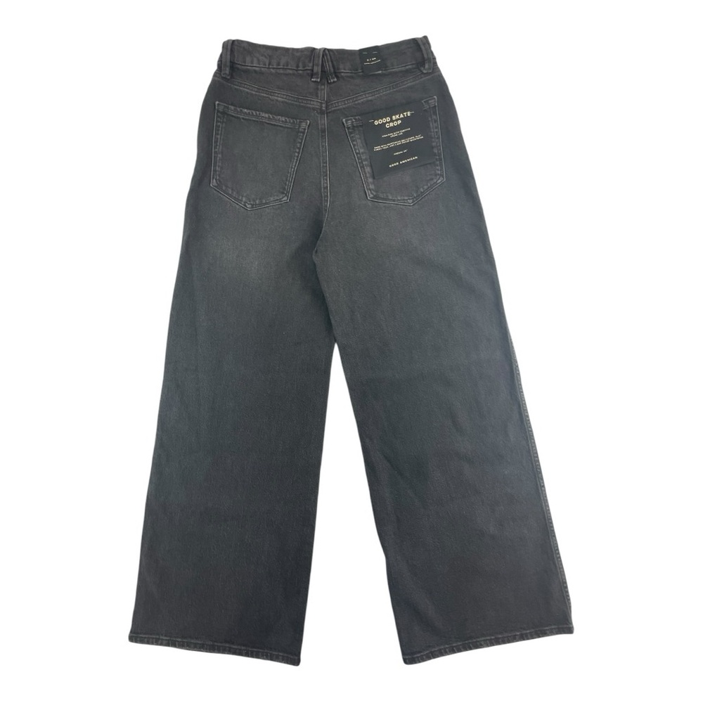 GOOD AMERICAN Good Skate Black High-Rise Cropped Loose Leg Wmn’s Size 2 / 26 NWT - Picture 2 of 7